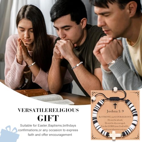 Cute Cross Bracelet Teen Girl Gifts Trendy Stuff Christian Gifts for Kids/Girls/Boys/Teens/Women Jewelry Colorful Jesus Bracelets Christmas Religious Communion Baptism Confirmation Gifts - color: 2-Be Strong and Courageous D