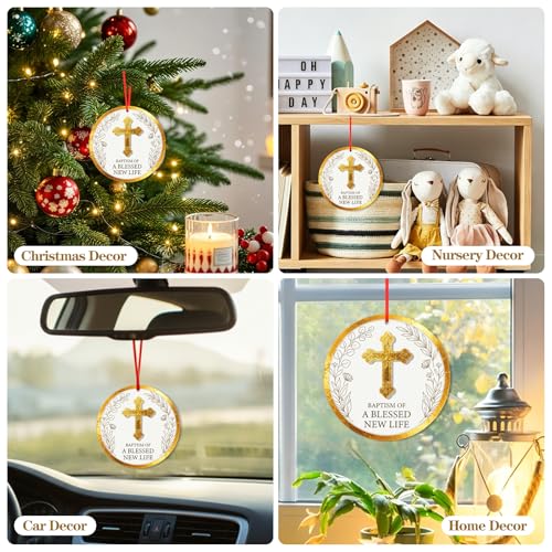 FaCraft Christian Baptism Gifts for Boys, Girls, Adults, Women, Men - God Bless Baptized Ornament 2026 Religious Catholic Cross Christening Gift for Baby Boy Girl Godson Goddaughter - First Communion - color: 1-5 Christian Baptism Gift