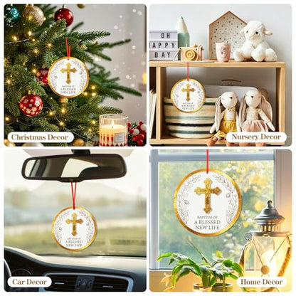 FaCraft Christian Baptism Gifts for Boys, Girls, Adults, Women, Men - God Bless Baptized Ornament 2026 Religious Catholic Cross Christening Gift for Baby Boy Girl Godson Goddaughter - First Communion - color: 1-5 Christian Baptism Gift