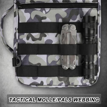 Tactical Bible Cover for Men, Camouflage Bible Case with Molle System, Hook-and-Loop Panels for Personal Patches,with Removable Shoulder Strap, Includes 2 Replaceable Patches - color: Camouflage