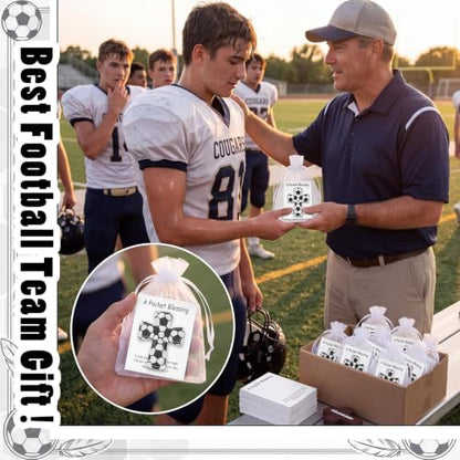 Hollowfly 12 Set Soccer A Pocket Blessing with Gift Cards and Organza Bags Cross Pockets Blessing Soccer Encouragement Gifts Christian Keepsake for Athletes Players Sports Lovers Team Coach Graduation - style: Soccer