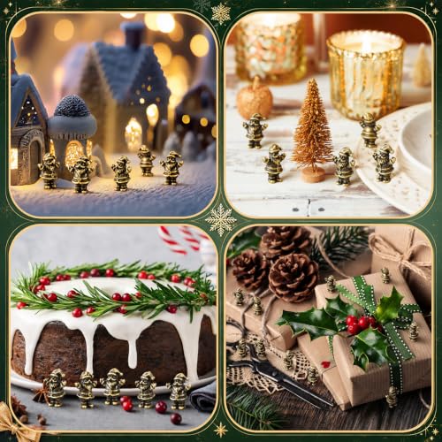 Civaner 50 Mini Brass Santa Claus Figurines, Tiny Christmas Decor - style: Santa Claus