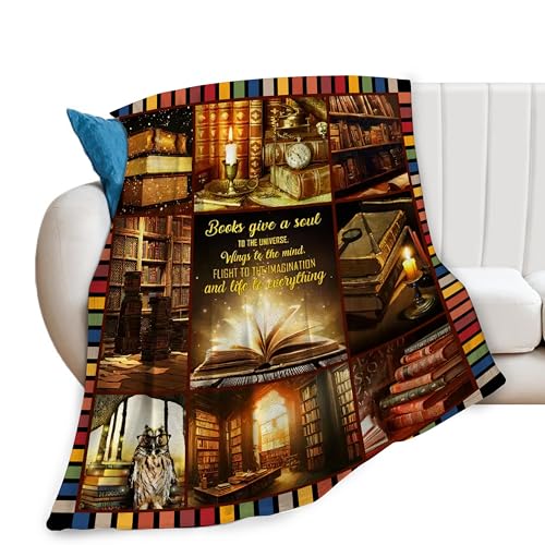 SweetFox Book Blanket Vintage Books Decor Inspirational Throw Blanket Gifts for Girls Boys Lovers Super Warm Soft Plush Lightweight Fleece Flannel Bedding Blankets for Kids Adults Women Men 50"X40" - color: Books Blanket, size: 40"×50"for kids