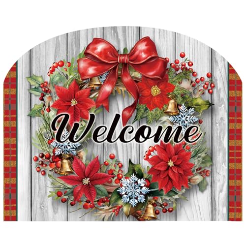 Briarwood Lane Winter Christmas Art Sign 8.25x10.25 Holiday Poinsettia Wreath - color: Holiday Poinsettia