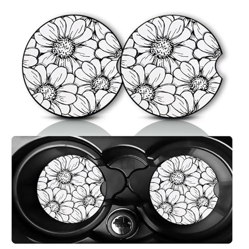 2Pack Floral Car Cup Holder Coaster Neoprene Car Coasters - color: Floral