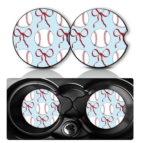 2Pack Baseball Car Cup Holder Coaster Neoprene Car Coasters - color: Baseball