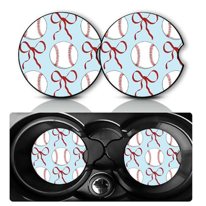 2Pack Baseball Car Cup Holder Coaster Neoprene Car Coasters - color: Baseball