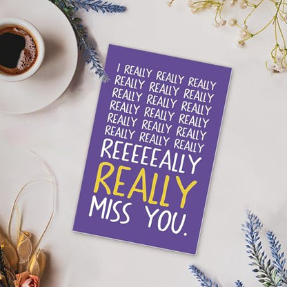 Funny Miss You Card, Long Distance Friendship Card, Humor Thinking of You Card for Friend, Boyfriend, Girlfriend, Family, Relatable Meme Style - color: I Really Miss You