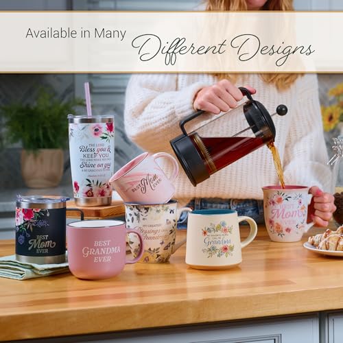 Christian Art Gifts Large Ceramic Microwave/Dishwasher Safe Coffee & Mug - color: Pink/Grandma, size: 14 Ounces