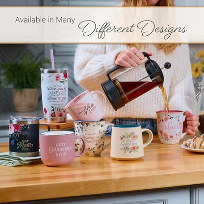 Christian Art Gifts Large Ceramic Microwave/Dishwasher Safe Coffee & Mug - color: Pink/Grandma, size: 14 Ounces