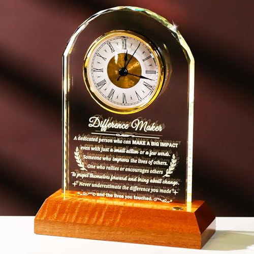 Arikyrist Difference Maker Glass Clock Thank You Gifts for Women Men - color: Difference Maker