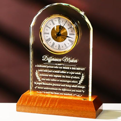 Arikyrist Difference Maker Glass Clock Thank You Gifts for Women Men - color: Difference Maker