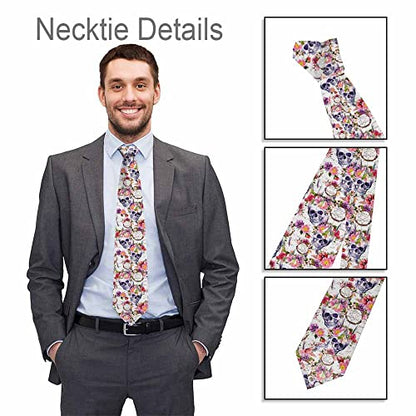 Men's Ties Novelty Tie Necktie for Men Teen Boys Multicolor Tie Party Holiday Thanksgiving Christmas - color: Human Skulls