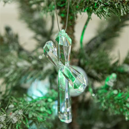 Transparent Acrylic Cross Decor Christmas Pendant Religious Ornament Festive Party Supplies for Wall Tree Decoration