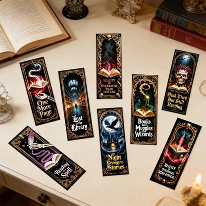 Wxiben Dark Romance Bookmarks Gifts - 100 Pcs Gothic Fantasy Paper Bookmarks Double Sided Tarot Card Skull Book Markers Page Clip Gift for Women Men Teachers Office Book Lovers Bookish Supplies - color: Dark Romance