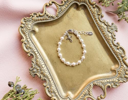 Cherished Moments First Communion Bracelets, .925 Silver or 14K Gold-Plated - color: Pearl w/Crystal-SILVER