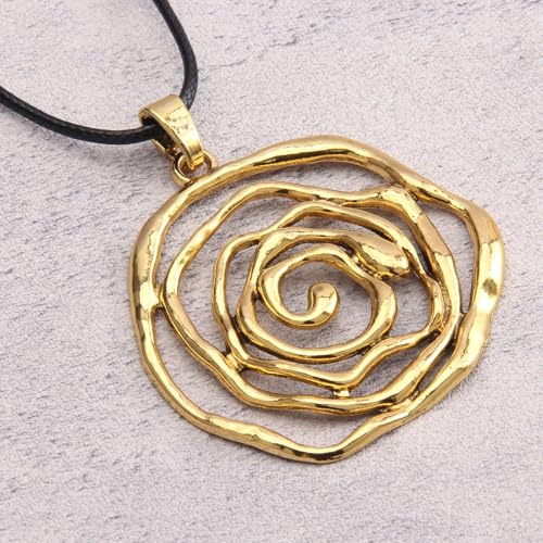 Leather Necklace for Women Long Boho Pendant Hippie Choker Necklace Bohemian Layered Leather Rope Wooden Jewelry Gifts - style: Rose Pendant Necklace