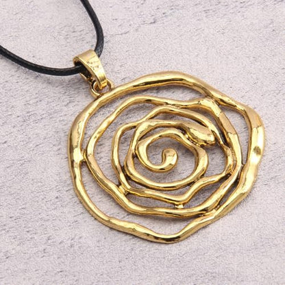 Leather Necklace for Women Long Boho Pendant Hippie Choker Necklace Bohemian Layered Leather Rope Wooden Jewelry Gifts - style: Rose Pendant Necklace
