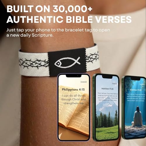 Lusinus Bible Verse Bracelets, Tap for Scripture, NFC Daily Wristband - color: Multicolor (4Pcs)