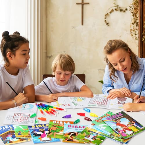 BenLouis 60Pcs Christian Mini Coloring Books Bulk for Kids Party Favors - style: Christian