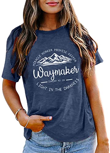 Jesus Oversized Shirts Women Christian Faith Tee Religious Bible Verse Tops - color: R-blue, size: X-Large