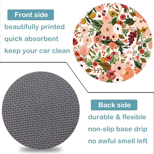Car Cup Holder Coasters, 2 Pack – 2.75" Universal Auto Anti-Slip Insert Coaster, Rubber Car Coasters, Personalized Car Accessories for Women (Burgundy Flowers) - color: Burgundy Flowers