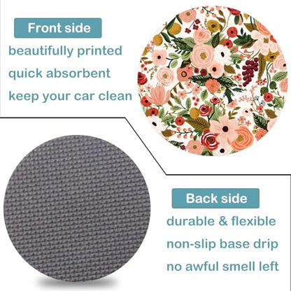 Car Cup Holder Coasters, 2 Pack – 2.75" Universal Auto Anti-Slip Insert Coaster, Rubber Car Coasters, Personalized Car Accessories for Women (Burgundy Flowers) - color: Burgundy Flowers