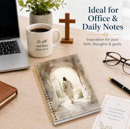 Jesus Christian Notebook, Christian Gifts for Women Men - color: Jesus Resurrection Empty Tomb Notebook