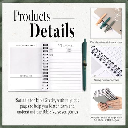 Kosiz 12 Sets Christian Notebook, Bible Study Prayer Pen, Retro Christian - color: Retro Christmas