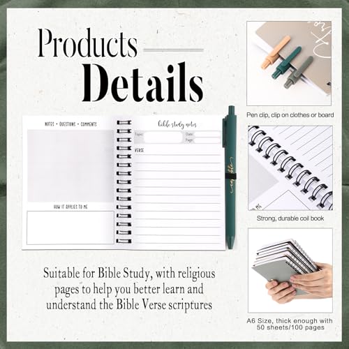 Kosiz 12 Sets Christian Notebook, Bible Study Prayer Pen, Retro Christian - color: Retro Christmas
