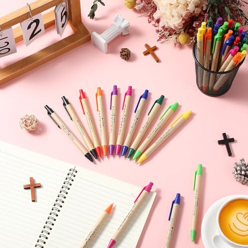 Marspark 100 Pcs Christian Pens Gift Bulk Bible Verse Retractable, Colorful - color: Colorful
