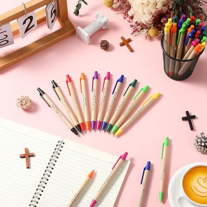 Marspark 100 Pcs Christian Pens Gift Bulk Bible Verse Retractable, Colorful - color: Colorful