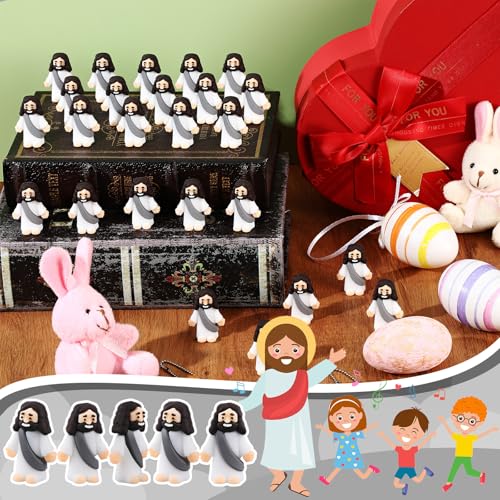 Bememo 25Pcs Mini Jesus Figure for Religious Favor,Gray - color: Gray