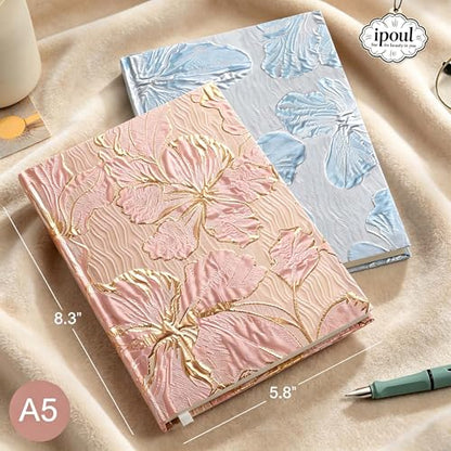 Floral Journal for women, Hardcover Notebook, A5, 6x8, Ruled Pages, Lay Flat, Pretty Journal, Lily Flower, Pink, can be Reading Journal, Writing Notebook, Self Love Journal, Personal Journal - color: Lily Pink