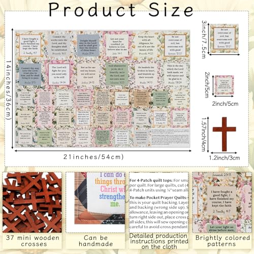 Fanfanwin 38 Sets Prayer Quilt Squares with Crosses, Floral, Brown - color: Brown, style: Flora