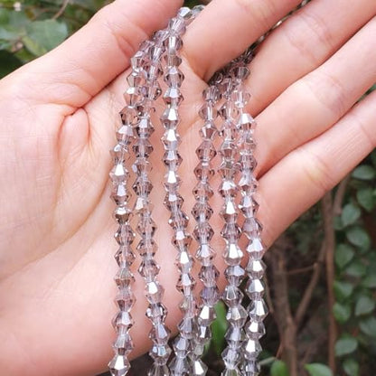 250pcs Czech 6mm (0.24 Inch) Faceted Bicone Crystal Glass Beads Spacer Bulk Silver Champagne - color: Silver Champagne, size: 6mm - 250pcs