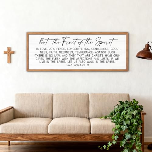The Fruit of the Spirit Rustic Bible Verse Framed Wall Art - color: Natural Frame, style: The Fruit of the Spirit
