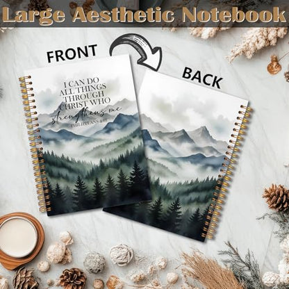 FITIE Inspirational Christian Notebook, I Can Do All Things Through Christ Bible Journaling Notebook, Religious Prayer Journal for Women Men, Bible Scripture Spiral Notebooks 5.5x8.3 Inch - color: Christmas-17