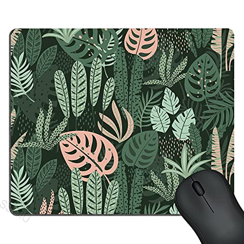 SSOIU Green and Pink Jungle Mouse pad,Personalized Mouse Pad, Desk Accessories, Desk Decorations 9.5 X 7.9 Inch (240mmX200mmX3mm) - color: SS22