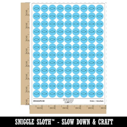 Ichthys Fish Christian 200+ Round Stickers - Gloss Finish - 0.50" Size - Light Blue - color: Light Blue, size: Gloss