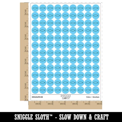 Ichthys Fish Christian 200+ Round Stickers - Matte Finish - 0.50" Size - Light Blue - color: Light Blue, size: Matte