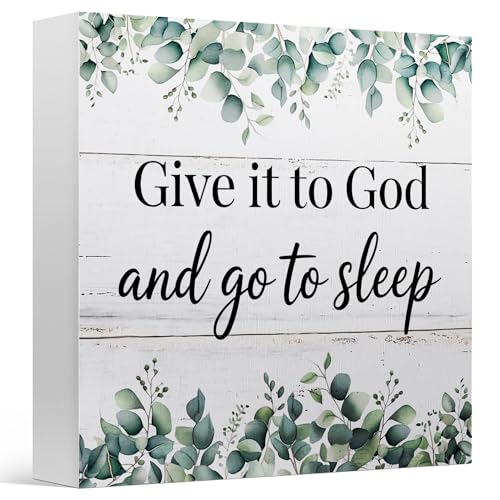Give It to God and Go to Sleep Sign Wooden Christian Decor for Bedroom - color: Purple