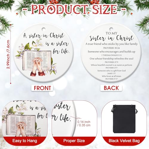 MiniInflat 6 Pcs Christian Christmas Ornaments Sister Ceramic Religious