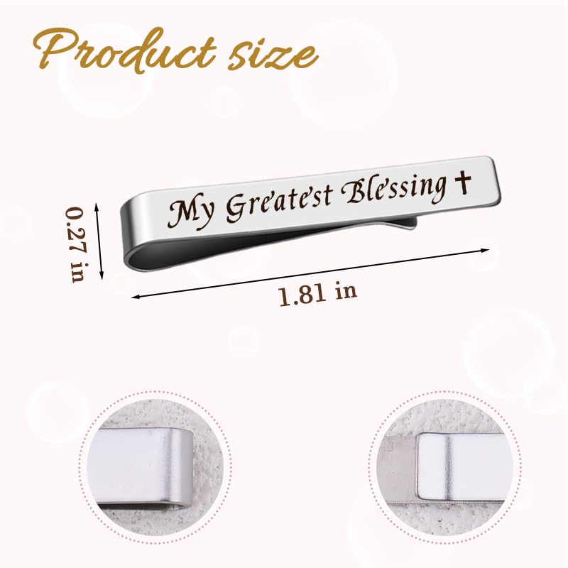Novelty Mens Tie Clip for Wedding Graduation Gift for Him Son Grandson Birthday Christmas Gift Tie Clips for Dentist Pilot - style: my greatest blessing