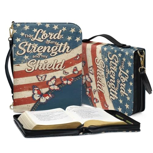 Book Covers Bible Covers for Women Men Large Size Bible Bag Tote - color: American Flag Butterfly Print, size: XX-Large