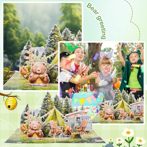 3D Pop Up Interesting Cards for men - Camping theme Greeting Card - color: Camping area