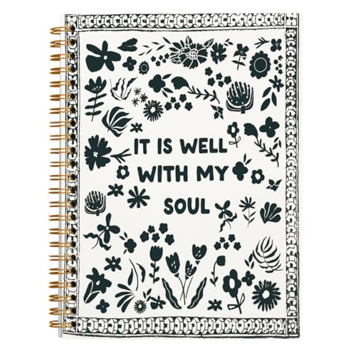 Christian Bible Spiral Notebook Journal Gifts for Teen Girl Women - color: black wildflower