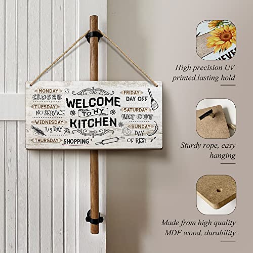 Heuhuww Welcome to My Kitchen Wood Sign 6x12 Inch Funny Kitchen Quote Wall Art for Home Bar,Gifts for Women Mom - color: Apricot 2