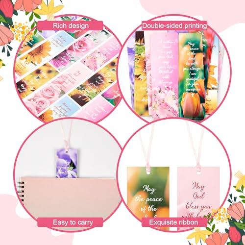 Skyygemm 100 Pcs Bible Verses Bookmarks Inspirational Scripture Flower