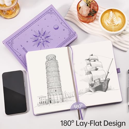 EMSHOI Blank Journal Notebook, 192 Pages, A5 Size (5.7'' x 8.3'') - color: Light Purple, style: Unlined